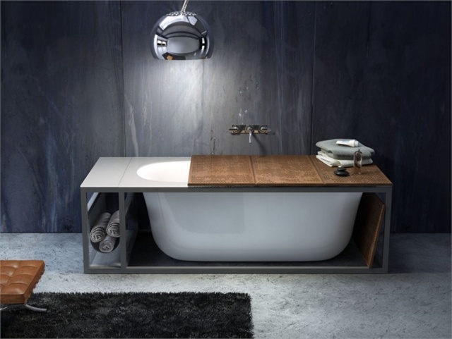 Oválna vaňa moderný policový stojan na uteráky akryl-NAKEDOVÉ SKLO IDROMASSAGGIO