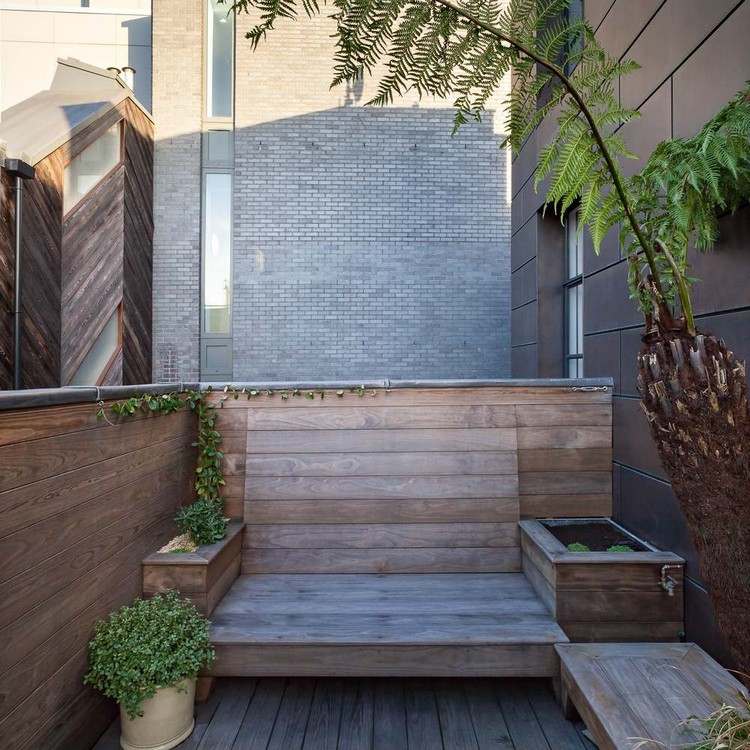 strešná terasa drevinár lavička