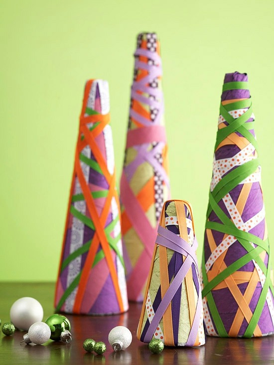 Tinker vianočný stôl dekorácie sami stuhou Vianočné ozdoby z papierovej stuhy