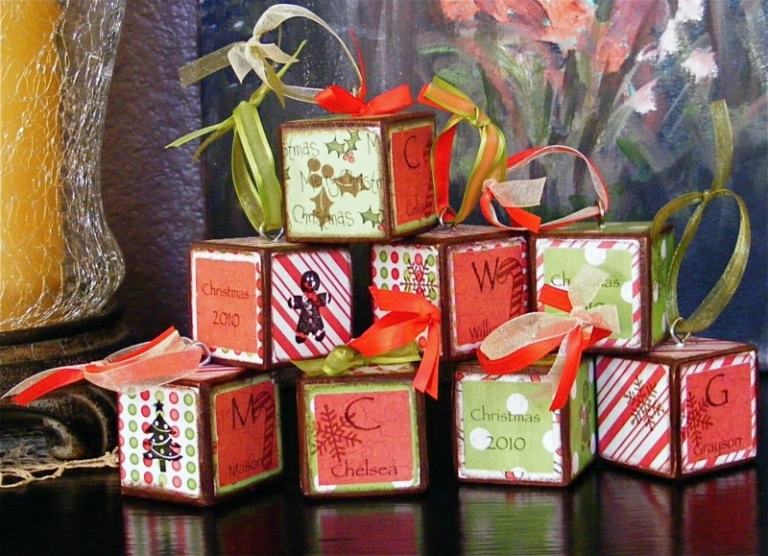 Vianočná dekorácia - ozdobte kocky technikou decoupage dekorácia na vianočnú kocku decoupage nápad DIY