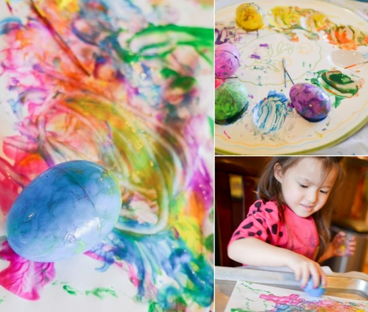 Namiesto štetcov použite plastové veľkonočné vajíčka a vytvorte farebné obrázky