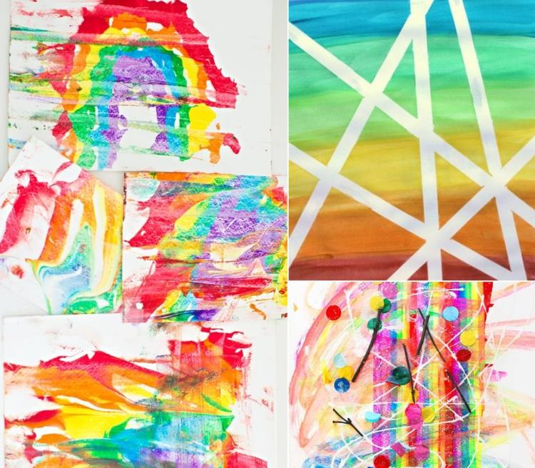 Maľujte dúhy na jarné obrázky alebo v lete jednoduchými technikami