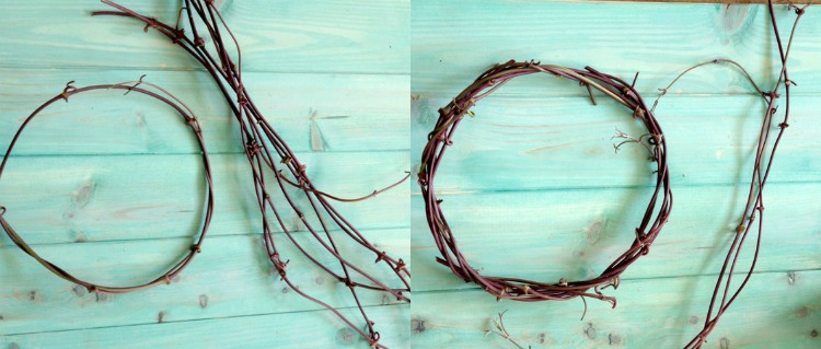 jarná dekorácia-2017-urob si sám-veniec-vetvičky z peria-prírodné-materiály