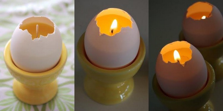 jarná dekorácia-škrupina-drotár-sviečky-voskový-knôt