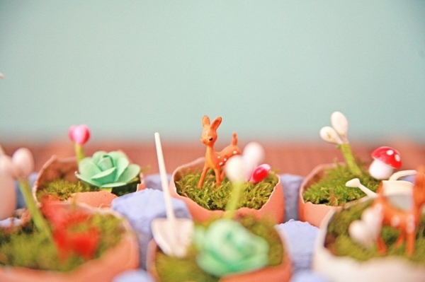 Nápady na remeslá na jarné dekorácie figúrky z vaječných škrupín huby