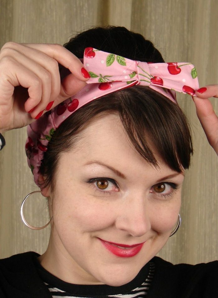 gumička do vlasov doplnok mašľa účes nápad jar ružové čerešne