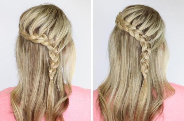 Každodenný účes-jednoduché-francúzsky vrkoč-voľne-vrkoč-na zadnej časti hlavy