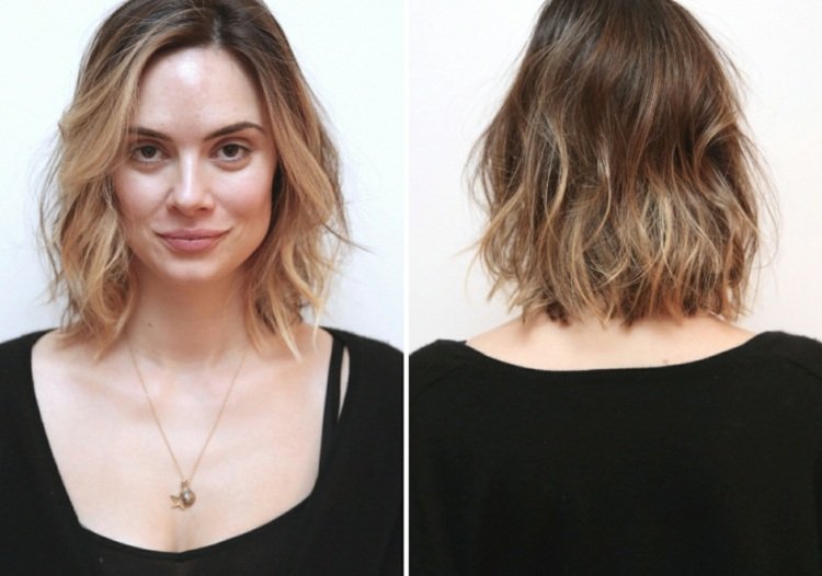 Krátky účes - pramene blond vlasov Bob účes predné blond pramene tvár vlny