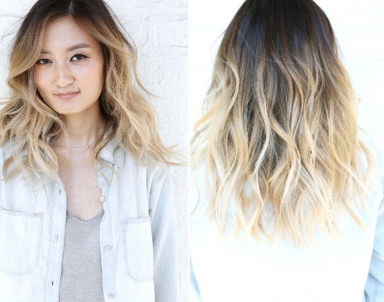 Moderné a punkové - blond a hnedé Ombre účes na vlasy blond nápady stredne dlhé