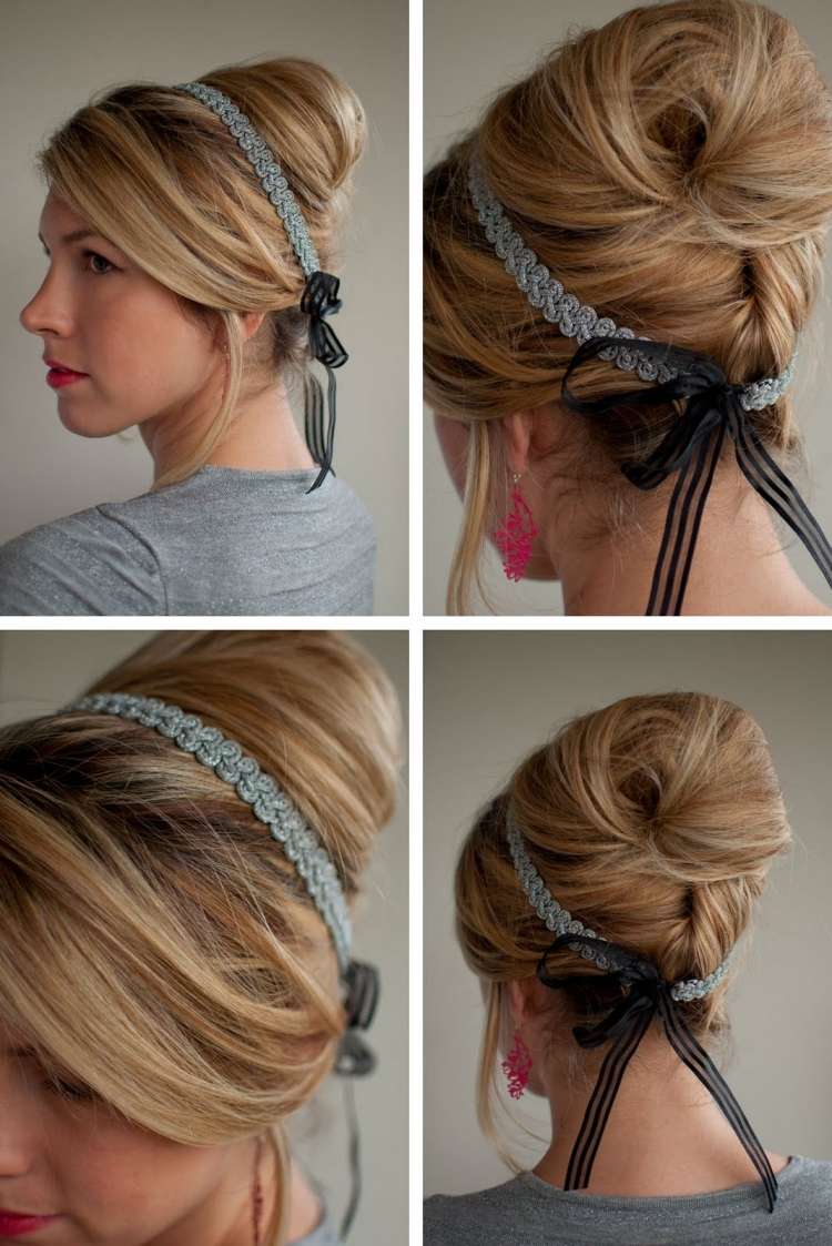 Retro updo so sivou čelenkou retro nápady pre updo hair band