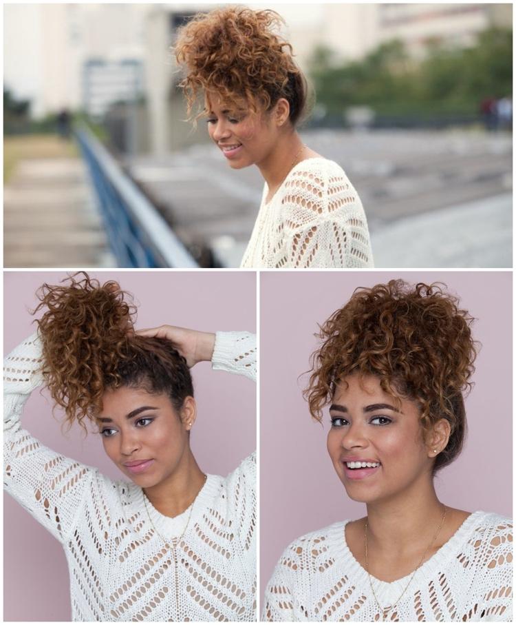 jednoduchý účes s prírodnými kučerami po ramená - ananás