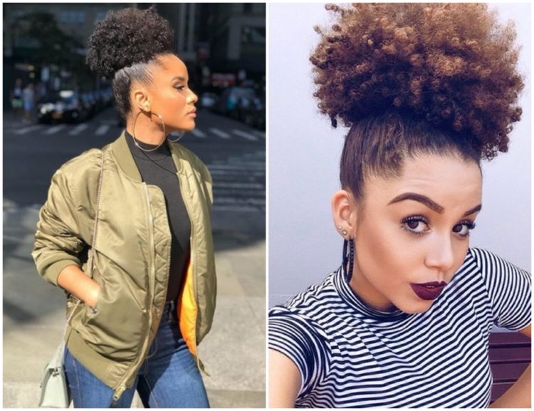 Účes s vysokým nadýchaním pre prirodzené kučeravé a afro kučery