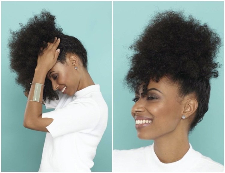 Účes s vysokým nadýchaním pre prirodzené kučeravosť