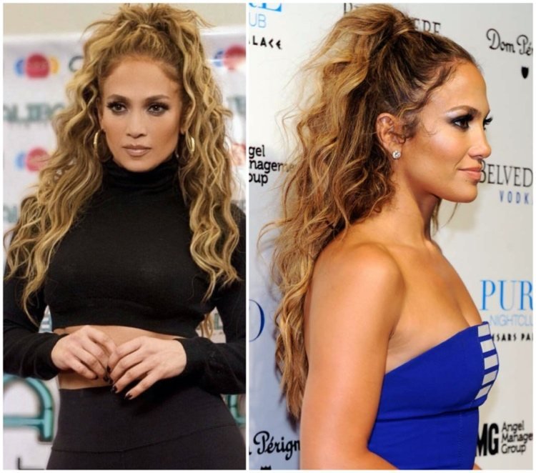 Účes s dlhými kučeravými vlasmi ako JLo