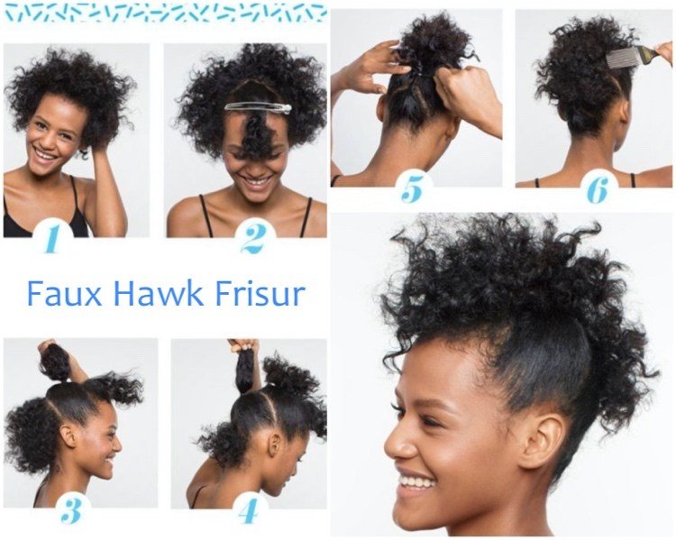 Prírodný kučeravý účes Faux Hawk na imitáciu