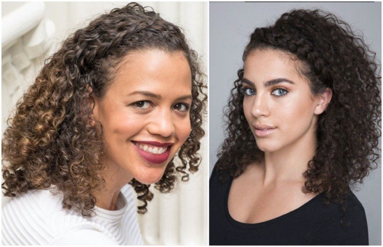 bočný cop s kučerami polodlhé vlasy pootvorený zapletaný účes