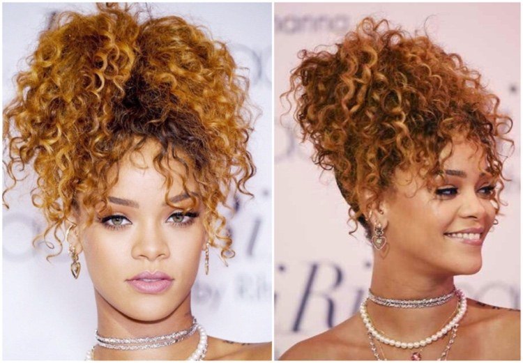 ľahký účes pre prírodné kučeravosť - vysoký chvost s kučerami