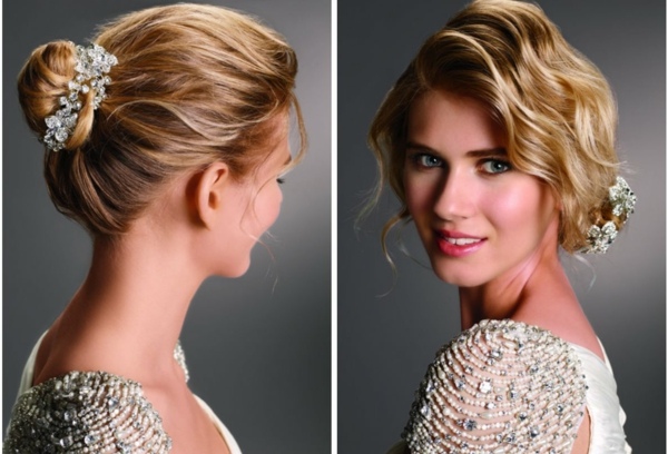 Doplnok k šperkom do vlasov kamienky svadobný účes Účesové tipy-pre-nevestu-drdol-doplnky do vlasov