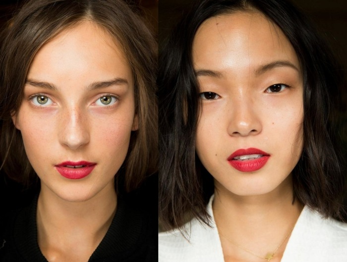 nápady na červené pery, makeup, jar, bob Nápady na pery líčenie jarných účesov Bob