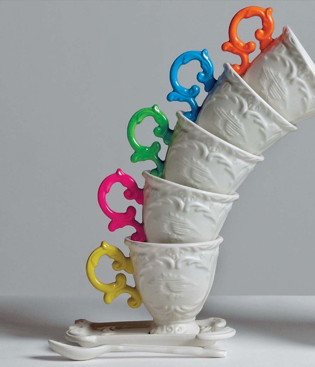 funky čajová súprava farebné úchytky farebné i-wares seletti porcelánová čajová súprava farebné úchytky farebné i-wares seletti