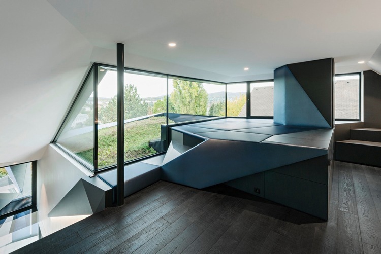 futurizmus interiérový dizajn čiernobiele veľkoformátové okná