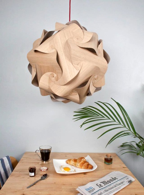 Závesné svietidlo-dubové drevené panely