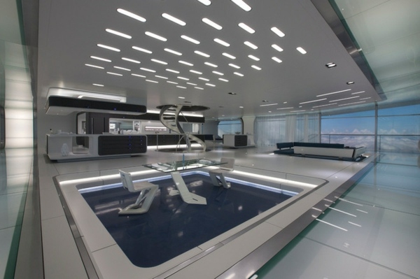 futuristický interiér krásny nápad LED osvetlenie pekný nápad LED osvetlenie nápadité