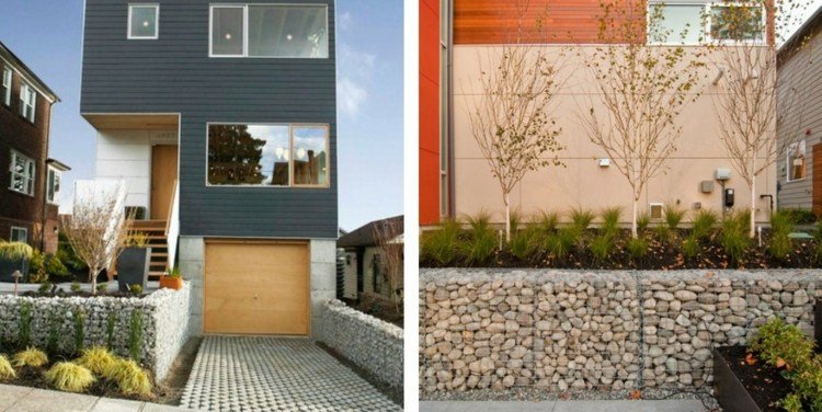 Urobte predzáhradku modernou pomocou gabiónov nástenný gabión nápad krajinotvorný nápad deco záhrada