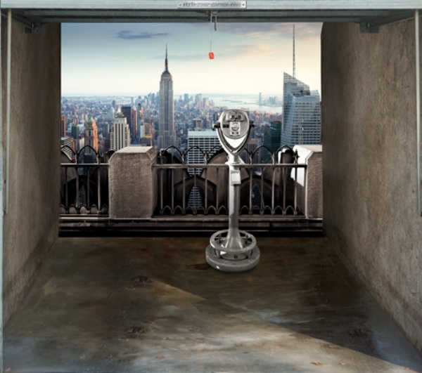 Elektrická samolepka na stenu s rolovacími dverami v garáži Elektrický obtlačok na stenu garážových rolových dverí