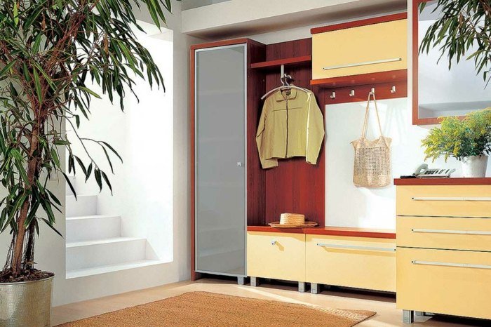 žlto-červená verzia s prútom na kabáty