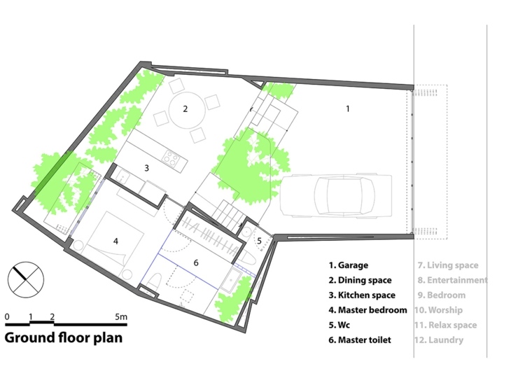 prízemie pôdorys garáž kuchyňa jedáleň dom 204