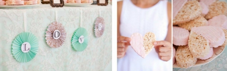 záhradný svadobný sprchový stôl dekorácia láska koláčiky srdce