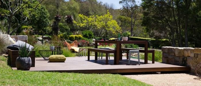 záhradný dizajn drevený jedálenský kút terasa záhradný dizajn