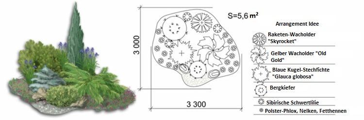 záhradný dizajn-vrabci-hora-borovica-klinček-rozchodník