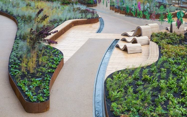 lehátka oporné múry záhradné plánovacie oceľové