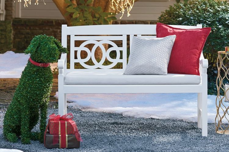 Vianočná ozdoba záhradnej lavice jednoducho vankúš