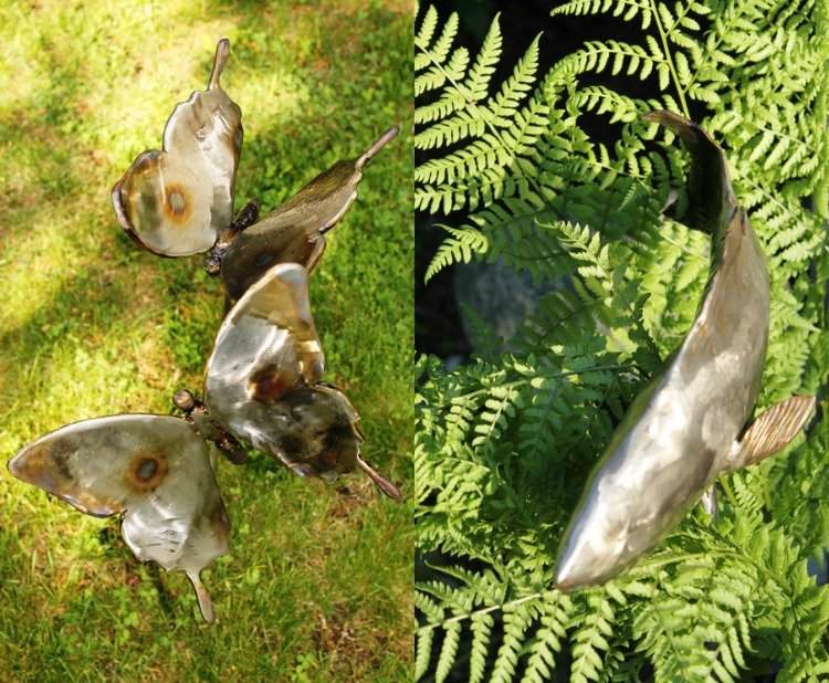 záhradná dekorácia-nerez-nerez-figúrky-príroda-motýle-ryby-organické-umenie