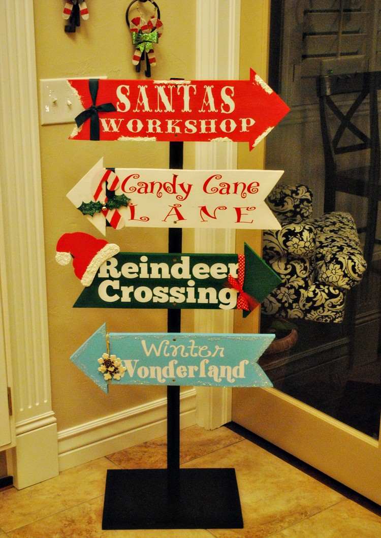 Smerová tabuľa na severný pól ako vianočná ozdoba Záhradná dekorácia z dreva-smerové znamenie Vianoce, urob si sám