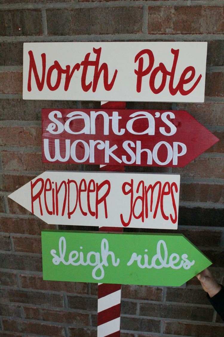 zaujímavý nápad na smerovku ako vianočnú ozdobu Drevená záhradná dekorácia vianočný nápad smerová tabuľa