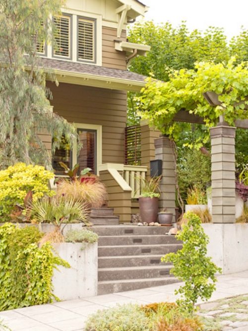 terénne úpravy predzáhradka pri vchode altánok popínavé rastliny