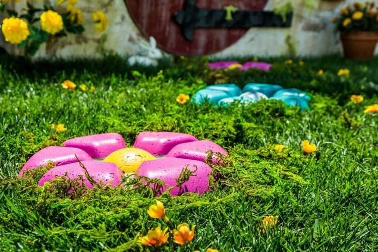 Záhradné dekorácie kamenné remeselné nápady pre kvety z riečnych kameňov