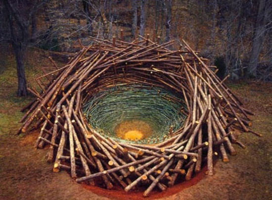 Hniezdo záhradného umenia Nils Udo Hniezdo záhradného dizajnu Nils-Udo