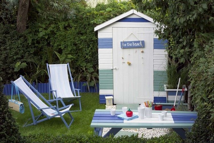 Skrášlite záhradný prístrešok Pruhy nápady na farby