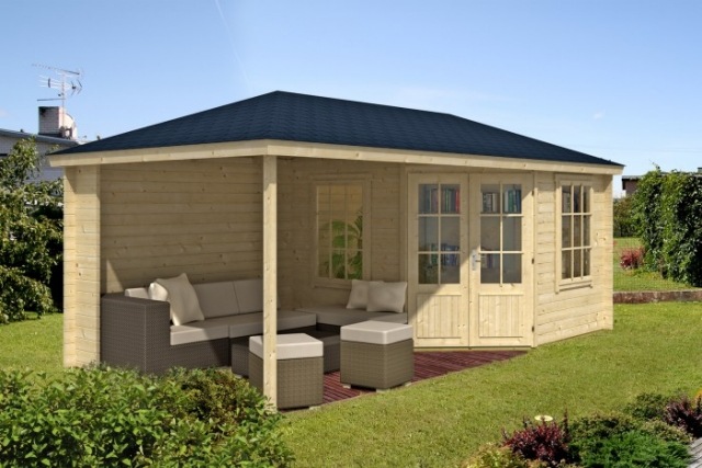 Záhradný dom drevený dom satteldack 5 hranatá moselská podlaha z masívu