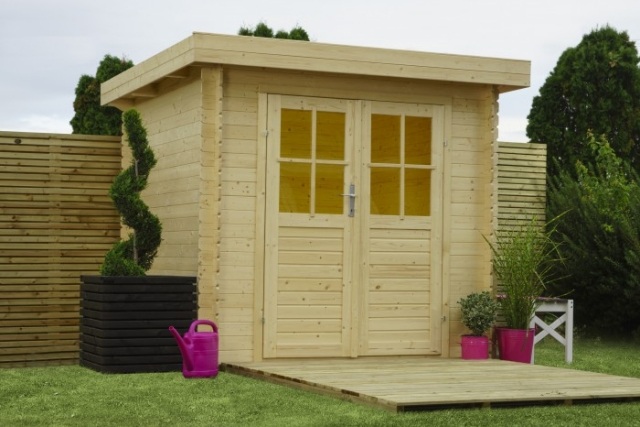 Záhradné domčeky drevený dom s plochou strechou dvojdverové podlahy z masívneho dreva s podlahou a drážkou