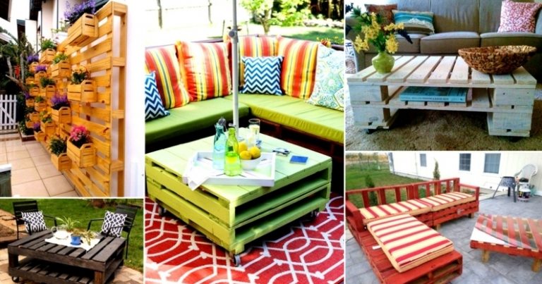 záhradný nábytok z europaliet napodobňuje nápady, vyrobte si konferenčný stolík s kvetinovou sedačkou