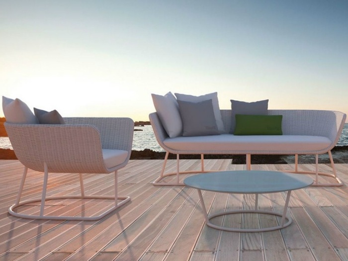 Záhradné kreslo-polyratanové podrúčky-AIR-Talenti-hliníkový rám-biele