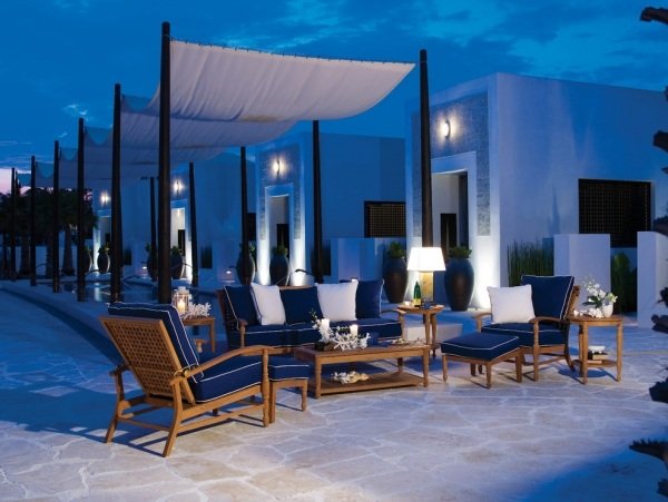 Teakový záhradný nábytok čalúnenie markíza terasa terasa pergola