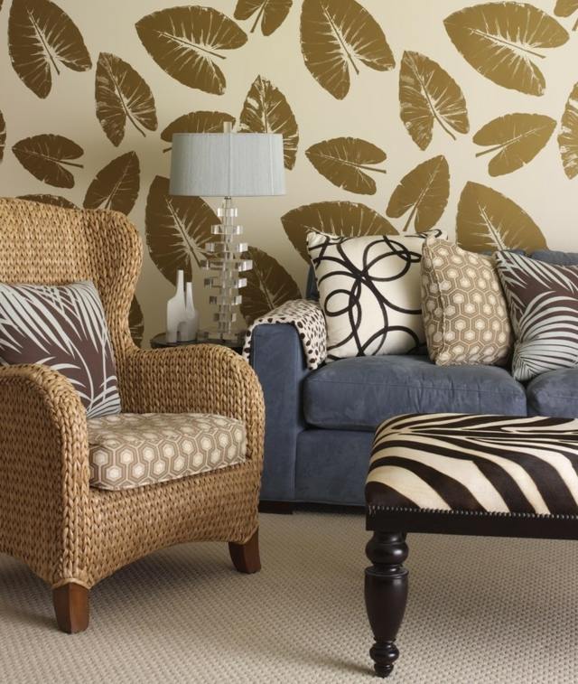 nastaviť koloniálny štýl nábytku vzor tapety listy stromu