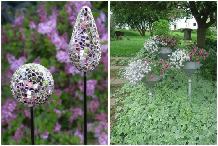 záhradná zásuvka-urob si sám-zrkadlo-kusy-lievik-hliník